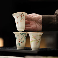 Ấm Trà Sơn Tay 40ml Màu Be Mùi Cốc Gốm Nhỏ Trà Trung Quốc Cốc Trà Kung Fu Bộ Trà