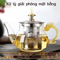 Ấm trà thủy tinh mở lửa dày dạn chịu nhiệt chịu nhiệt độ cao cho bếp từ ấm trà inox bộ trà hoa văn