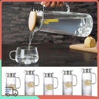 Ấm trà thủy tinh mùa hè HOBBYHUB 1 / 1.2 / 1.5L, Ấm đun nước lạnh thủy tinh Borosilicate trong suốt, Bộ trà hoa công suất lớn chịu nhiệt sáng tạo tại nhà