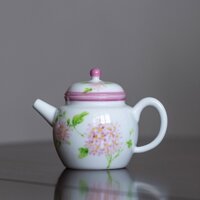 Ấm trà vẽ tay tinh khiết màu hồng đào nhỏ, bộ ấm trà gốm gia dụng có bộ lọc, ấm đun nước, bộ trà đạo