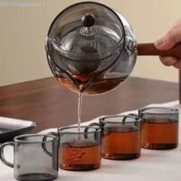 Ấm trà xoay 360 độ VINTAGEVAULT, Cốc hội chợ lớn bằng thủy tinh, Hộp đựng trà trong suốt chịu nhiệt có tay cầm Ấm trà sôi Làm trà