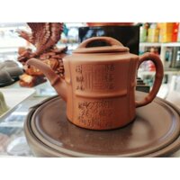 ấm tử sa dáng thân trúc chất đất hồng bì long thủ công toàn chế lọc hoa mai 220ml