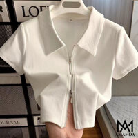 AMAMDA Chất thun len tăm mềm mịn áo thun nữ áo thun nữ kiểu áo thun nữ form vừa áo thun trắng áo thun trơn áo croptop ôm croptop ôm áo cộc tay nữ áo croptop