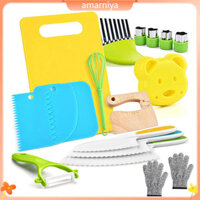 Amar 19 Cái / bộ Trẻ Em Dụng Cụ Nhà Bếp Đồ Chơi Có Dụng Cụ Cắt Nhựa Thớt Thớt Bánh Quy Khuôn Đánh Bóng Găng Tay Gọt Vỏ Tập Đi Giáo Dục Thực Nấu Ăn Playset Tiện Ích Nhà Bếp