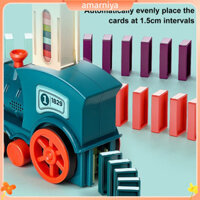 Amar Domino Train Track Đồ chơi xây dựng Domino Train có đèn Âm thanh Bộ đồ chơi xe lửa Domino có đèn Âm nhạc Khối xây dựng giáo dục cho trẻ em Quà tặng hoàn hảo cho bé trai