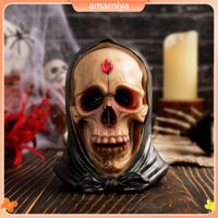 Amar Thực Tế Con Người Đầu Lâu Mô Hình Retro Nhựa Đầu Lâu Tượng Có Hood Ma Quái Halloween Nhà Để Bàn Hình Trang Trí