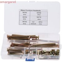 Amarret 50 Chiếc Ổ Cắm Nắp Vít, Bu Lông Kẽm Mạ Thép Tốc Độ Cao Bộ Hạt, Bộ Thay Thế Hex Drive M6 Thùng Hạt Cũi Bunk Giường Nội Thất Cot