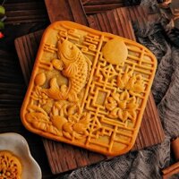 ❤️Mẫu 2024❤️Khuôn vuông, Khuôn trung thu lò xo ép tay cỡ lớn 600g Rất nhiều mẫu - hanadolambanh