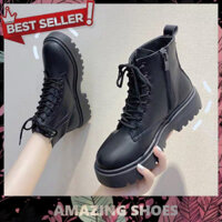 AMAZING SHOES ⭐ Giày bốt nữ ullzang Khóa Cạnh siêu hot , giày boot nữ thời trang
