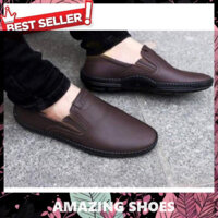 AMAZING SHOES ⭐ Giầy lười nam da bò [ NÂU ] chất đẹp chắc chắn đi êm chân