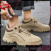 AMAZING SHOES ⭐ Giày sneaker nam cổ lửng da lộn mã 6873 đế độn tăng chiều cao phong cách hàn quốc kiểu dáng trẻ trung th