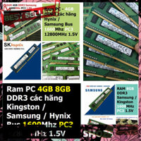 AMAZING SHOES ⭐ Ram Samsung / Kingston / Hynix 4GB / 8GB DDR3 Bus 1600MHz PC3 - 12800 1.5V Dùng Cho PC Desktop