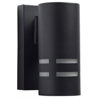 Amazon Brand – Rivet Contemporary Exterior Porch Cylinder Wall Sconce Fixture with Light Bulb - 7 x 7 x 4.25 Inches, Black