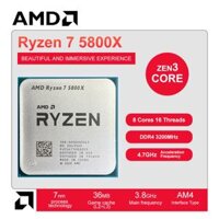 AMD New Ryzen 7 5800X R7 5800X Bộ xử lý CPU AM4 3,8GHz 8-CORES 16-sợi CPU 100-000000063 Phụ kiện bộ xử lý máy tính để bàn Office