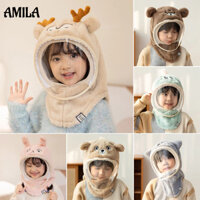 Amila Mũ Trùm Đầu Kèm Khẩu Trang Giữ Ấm Chống Gió Bảo Vệ Tai Tùy Chỉnh Tiện Dụng Cho Bé Vào Mùa Đông