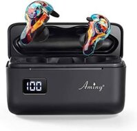 Aminy U-King: Tai nghe không dây thực sự Bluetooth chống nước IPX7, Tai nghe không dây HiFi 5.0, Thời gian chơi 120 giờ với Hộp sạc-Pháo hoa.