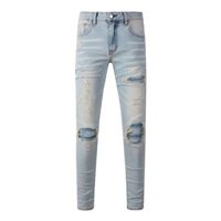 Amiri High street fashion men jeans slim fit elastic patch jeans high-quality men's hip-hop brand men jeans