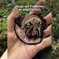 [AMO] PATCH ỦI THÊU PUG - PET - thêu vi tính - dùng để ủi - may vào áo/quần/cặp/balo