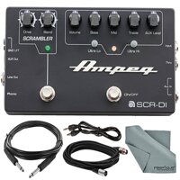 Ampeg SCR-DI Bass DI Preamp with Scrambler Overdrive and Basic Accessory Bundle w/Cables + Fibertique Cloth