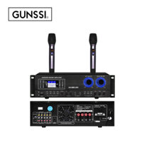 Amply liền vang Gunssi K-200 kèm micro. Bộ amply hát karaoke chuyên nghiệp, DSP chống hú