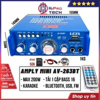 Amply Mini Bluetooth, Âm Ly Mini 12V Av-263BT 600W Usb-Tf-Fm Cao Cấp Rõ Tiếng, Hát Karaoke Tốt (Bộ Quà 50k)-H2Pro Tech
