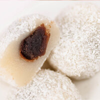 Ăn gạo nếp khô mochi với gạo nếp và thực phẩm không đường với bánh ngọt dễ nhai