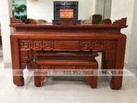 Án gian thờ bàn cơm triện tàu đục nền gỗ gụ (anh Biên, Hà Nam)