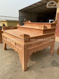 Án Gian Thờ Gỗ Hương Đá Hàng Tam Cấp KT R 2m17 x S147 x C117 ( Bác Tiến )