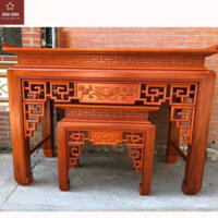 Án gian thờ gỗ mít cao cấp kèm bàn cơm ( Chất gỗ thịt)