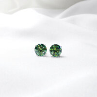 AN JEWELRY - HTB02, Hoa tai xanh ngọc bích đính đá kim cương nhân tạo, bạc 925