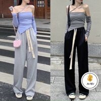 [AN MỘC] Quần nỉ ống suông dây rút phong cách đường phố cá tính cho nữ