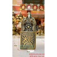 Ấn Rồng Bằng Đồng Màu Nâu Giả Cổ, DxRxC: 6x6x16cm, Nặng 1kg-Ấn Rồng Thăng Quan Tiến Chức