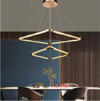 AN - TL - 2235/2: Đèn thả vòng LED , thân xi vàng - KT: Ø 400mm + Ø 600mm x H1200mm - Đèn LED đổi 3 màu