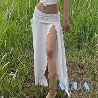 Anana Chân Váy Dài Xẻ Tà Lưng Thấp Màu Trơn Thời Trang Mùa Hè Cho Nữ