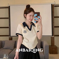 ANBAIQING áo polo nữ áo có cổ Trendy Cổ điển INS Dễ thương A29J0V1 21Z240520