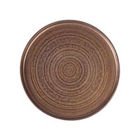 Ancient - Round Flat Plate 18cm - Dĩa tròn vành đứng 18cm nâu đồng