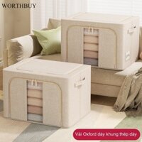 Andianoxford vải chống thấm khung thép màu trơn gấp hộp đựng quần áo trong suốt