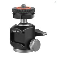 Andoer 2 trong 1 360° Xoay Được Sử Dụng Kép Đầu Bóng Lạnh Gắn Giày Mini Đầu Bóng Với 1 / 4 Vít Cực Lạnh Gắn Giày Cho Máy Ảnh Giá Đỡ Điện Thoại Chân Máy Micro