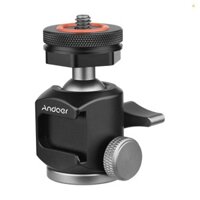 Andoer 2 trong 1 360° Xoay Được Sử Dụng Kép Đầu Bóng Lạnh Gắn Giày Mini Đầu Bóng Với 1 / 4 Vít Cực Lạnh Gắn Giày Cho Máy Ảnh Giá Đỡ Điện Thoại Chân Máy Micro