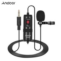 Andoer AD-M1 Omni-directional Condenser Microphone Lavalier Microphone with Foam Windscreen for i-Phone Huawei Xiao-mi Smartphone for DSLR Camera Camcorder Audio Recorder
