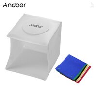 Andoer Di Động Photo Studio Đèn LED Hộp Chụp Lều Mini Gấp Phòng Thu Chụp Ảnh Softbox 6 Màu Phông Nền 2 Dây LED Với 40 Hạt Ánh Sáng Cáp USB 6500K Cho Je