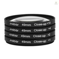 Andoer set Kính Lọc 49mm Kèm Túi Đựng Cho Máy Ảnh canon dslrs 1 / 2 / 4 + 10