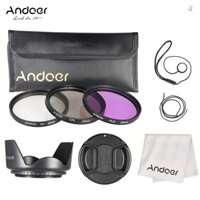 Andoer Set Kính Lọc 52mm (uv + Cld) + Túi nylon + Nắp Đậy Ống Kính + Khăn Lau Kính + Khăn Lau Ống Kính
