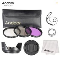 Andoer Set Kính Lọc 52mm (uv + Cld) + Túi nylon + Nắp Đậy Ống Kính + Khăn Lau Ống Kính