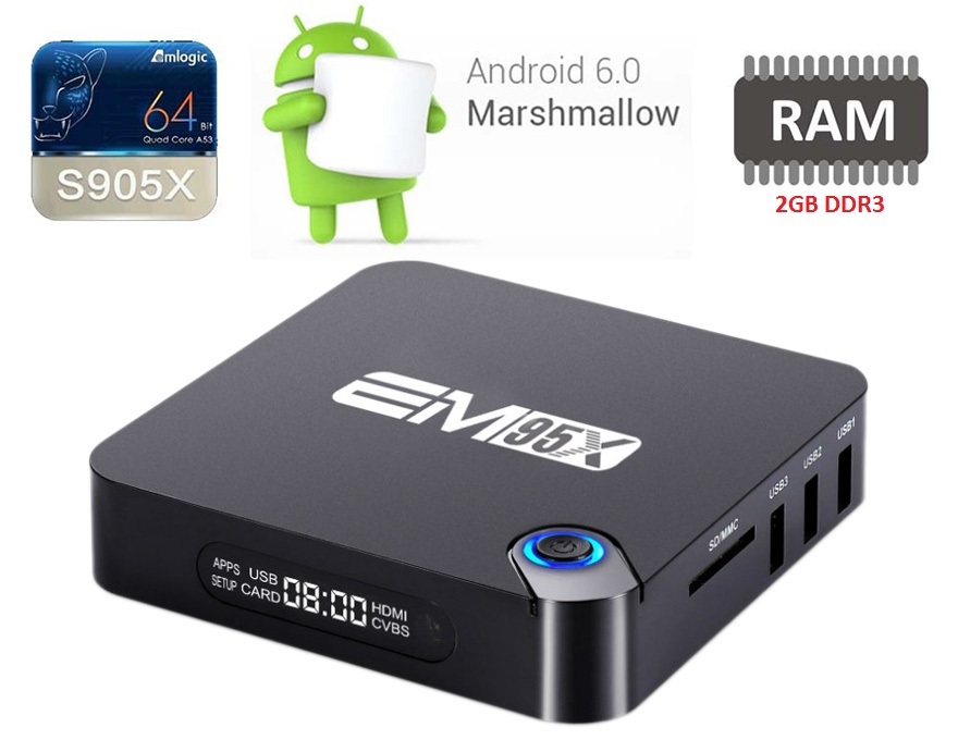 Android Tivi box Enybox EM95X - Ram 1GB Rom 8GB, chip S905X