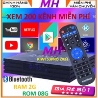 Android Tivi Box kiwibox S3 pro Ram 2G, Rom 8G, Wifi 2BT, Android 10, Bluetooth 5.0 - 200 kênh TV miễn phí