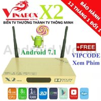 Android Tivi Box VINABOX X2 2019 (Android 7.1 Voice Search) + Tặng TÀI KHOẢN VIP HDPLAY - Phân phối bởi Android World [bonus]