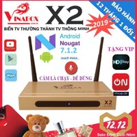 Android TV box Vinabox X2 new 2019 - Android 7  có điều khiển giọng nói  Tặng Tài khoản VTV Cab-on HDPLAY...