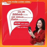 ANDYPHAMSHOP Sim 4G Viettel gói MI3K có 500MB dùng tới 24h đầu số 09xxx