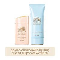 Anessa Combo Sữa Chống Nắng Anessa Cho Da Nhạy Cảm Và Trẻ Em (Spf50 Pa+++ 60ml + Spf35 Pa+++ 90g)